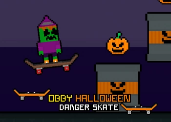 Obby Halloween Danger Skate στιγμιότυπο οθόνης παιχνιδιού